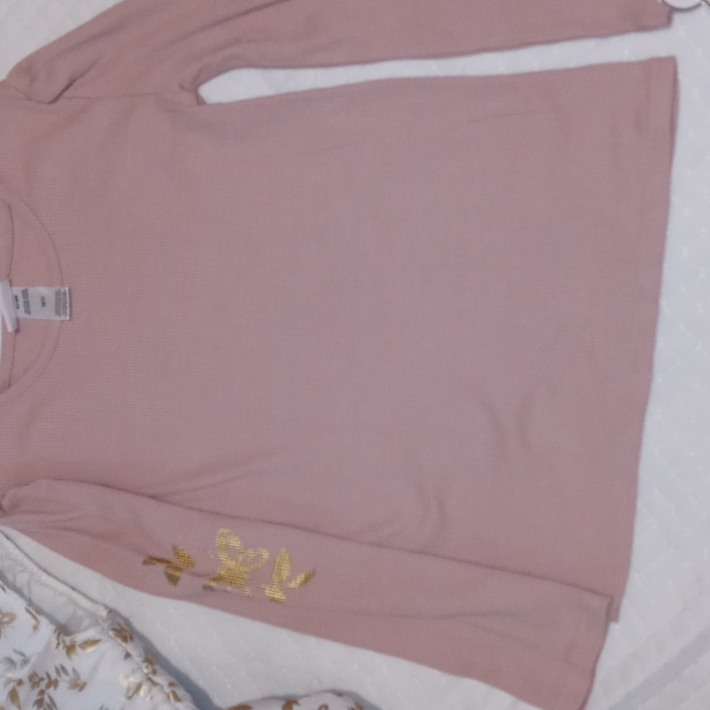 Little Lass Girl 3 PC White Puffer Vest Pink Shirt Dark Gray Leggings 10/12 - Picture 3 of 7